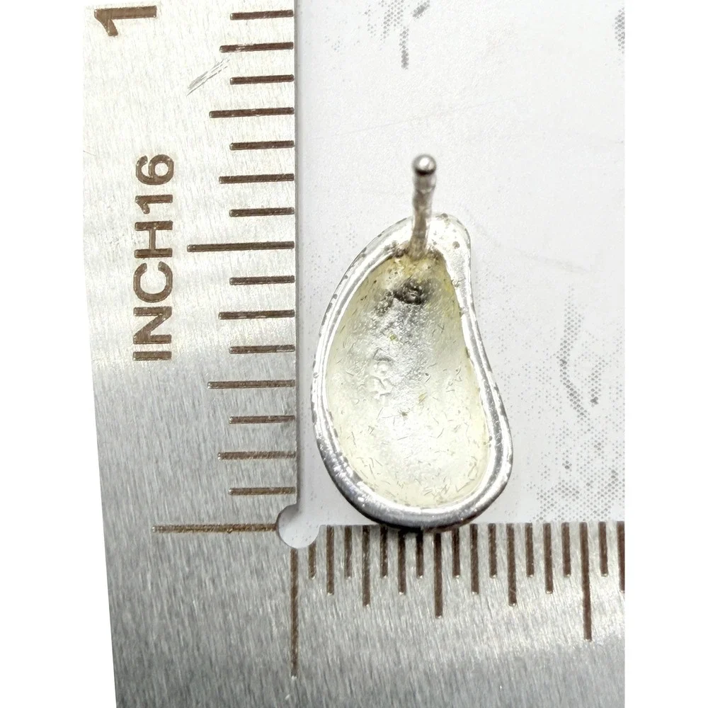 Sterling Silver Bean Teardrop Stud Earrings Polished Organic Modernist 5/8